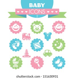 collection of universal baby icons, eps8 vector illustration