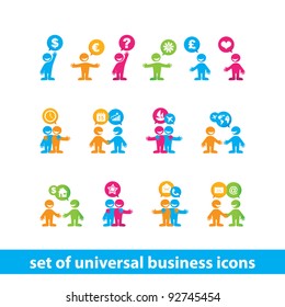 Collection of universal business icons. Business people - business communication. Vector.