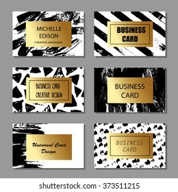 Collection of universal cards with hand drawn artistic brush strokes.