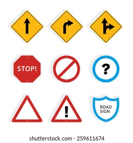 Collection of universal roadsigns. Vector graphic
