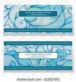 Collection of unusual card with vivid abstract background with swirls and waves, design for posters, invitations, placard, brochures, fliers. Doodle style.
