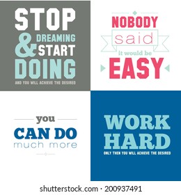 Collection of unusual motivational posters on the sport, healthy lifestyle and fitness for men and women. Vector template with fitness icons on white background.