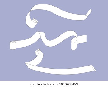 Collection of unwound rolls of toilet paper with place for text. Vector illustration