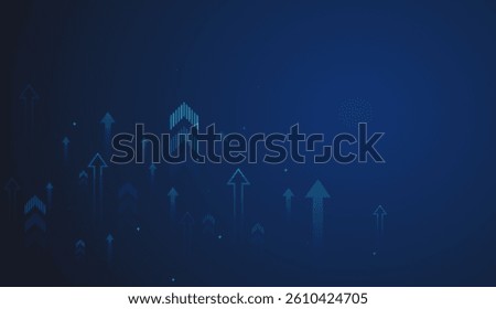 A collection of upward arrows against a dark blue background represents growth, progress, and bullish market movement. concept vector illustration