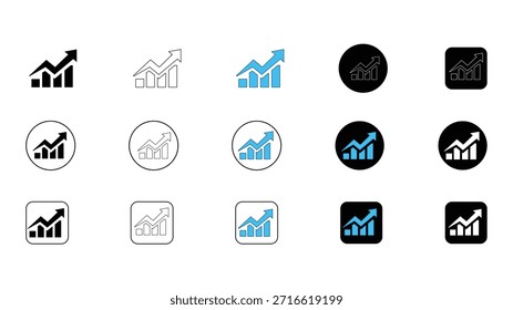 Colección de gráficos de barras y gráficos de líneas con tendencia ascendente