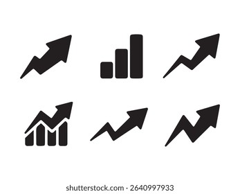 Collection of upward trending graphs and arrows