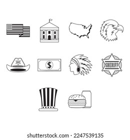 collection of usa icon vector