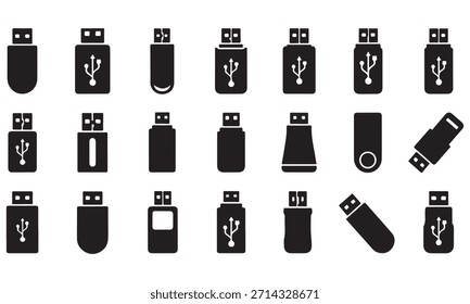 Colección de los iconos de la unidad flash USB