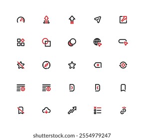 A Collection Of User Interface Icon. The Icons Include A Star, Cloud, Globe, Cross, Check Mark, Down Arrow, Right Arrow, Left Arrow, Plus Sign, Minus Sign, Dual Tone.