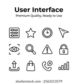 Collection of user interface icon in modern style