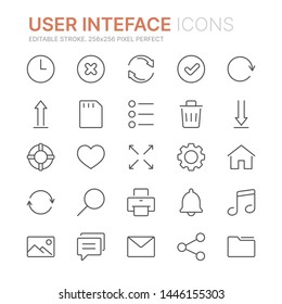 Collection of user interface related line icons. 256x256 Pixel Perfect. Editable stroke