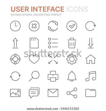 Collection of user interface related line icons. 256x256 Pixel Perfect. Editable stroke