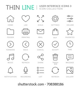 Collection Of User Interface Thin Line Icons