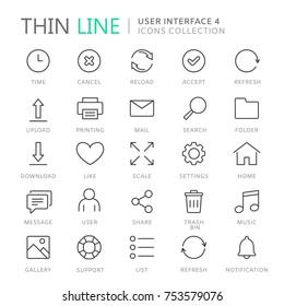 Collection of user interface thin line icons. Vector eps8