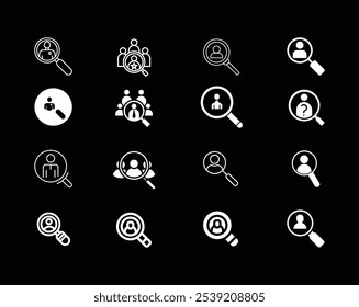 Collection of User profile icon set. Containing password, login, username, avatar, connect, add friend, people, change photos, find people icons, Vector file.