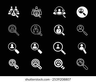 Colección del conjunto de iconos de perfil de usuario. Contiene Contraseña, Inicio de sesión, Nombre de usuario, avatar, conectar, agregar amigos, personas, cambiar Fotos, encontrar íconos de personas, archivo de Vector.