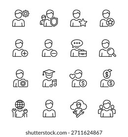 Collection of user profile icons representing various activities and attributes