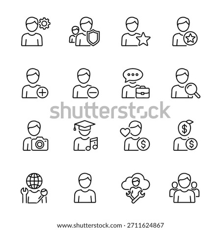 Collection of user profile icons representing various activities and attributes