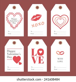Collection of Valentine card Tag Label on paper design template