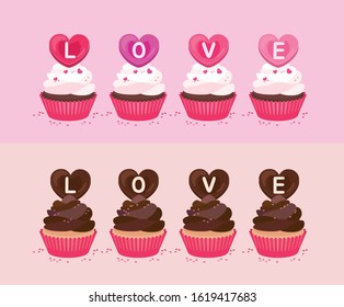 A Collection of Valentine Chocolate Cupcakes. 