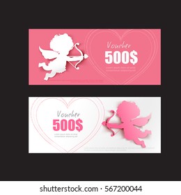 Collection of Valentine day gift voucher template vector illustration eps10