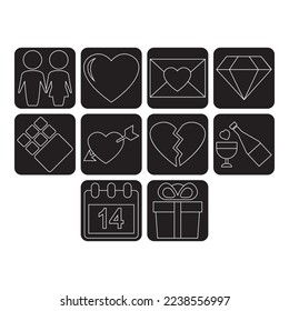 collection of valentine icon vector