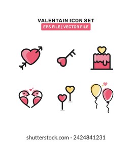 Collection of Valentine icons, valentine's day design elements. set of heart, love, outline, vector illustration icons