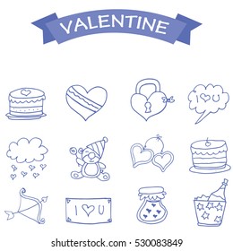 Collection of valentine icons vector
