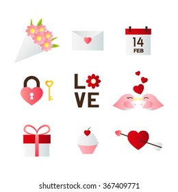 A collection of valentine sticker icon. vector illustration