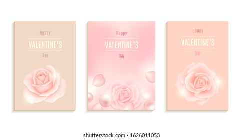 Collection of Valentines day card, sale, poster, card, label, banner design set Vector illustration