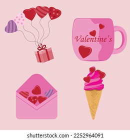 collection of valentines day celebration elements