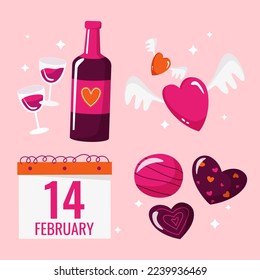 colección de elementos del día de las valentinas en la ilustración
