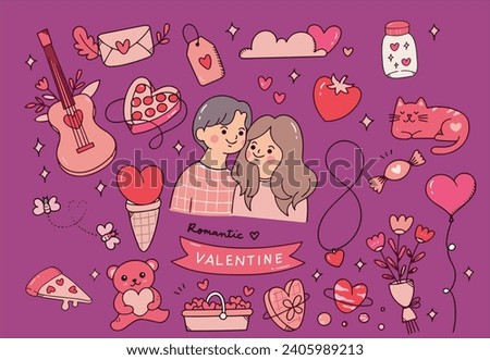 A Collection of Valentine's Day Elements Vector