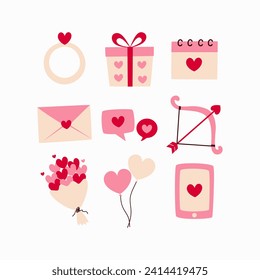 collection of valentine's day flat vector elements