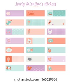 Collection of Valentines day gift tags, stickers and labels templates.Vector illustration