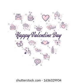 collection of valentine's day icons, which make up images of hearts, 
valentine's greetings, vector