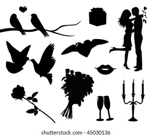 Collection of a Valentine's day silhouettes.