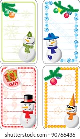 Collection of variable Christmas tags with snowmen