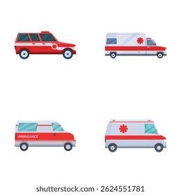 Collection of various ambulance van designs, ideal for healthcare related graphics