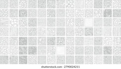 Collection of various architectural hatch patterns for technical design and construction drawings