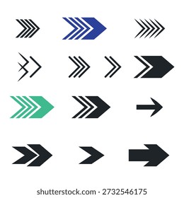 A collection of various arrow icons isolated on transparent background