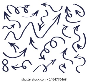 Collection of various arrows on a white background. Vector illustration