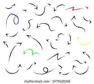Collection of various arrows on a white background. Sketch. Vector illustration.