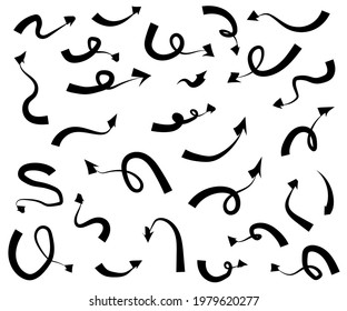 Collection of various arrows on a white background. Sketch. Vector illustration.