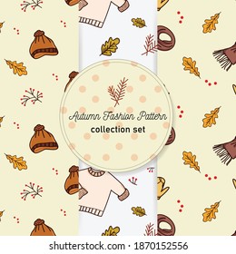 Collection of various autumn object ornament patterns