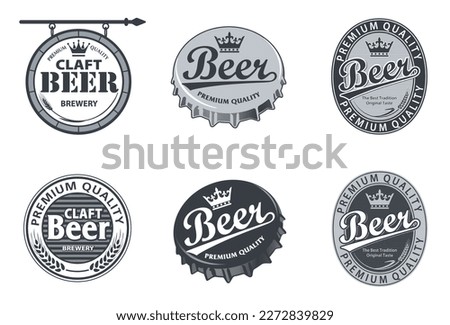 A collection of various beer-themed emblems
