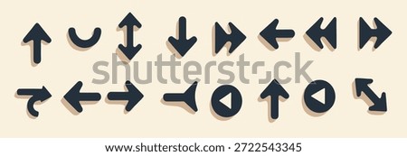 collection of various black arrows and icons on a light 