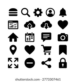 Collection of various black icons