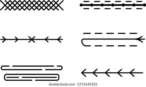 Collection of various black line arrows on white background