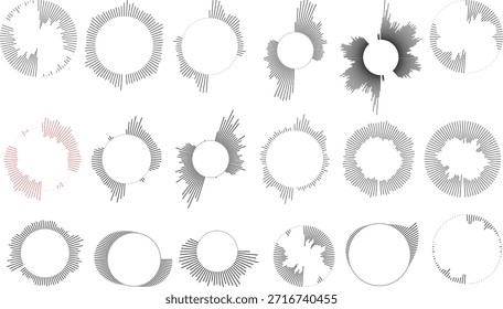 Collection of various black and red circular floral wreath designs